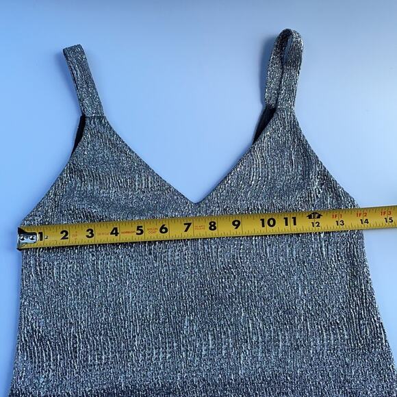 Mango Women's Silver Gray Sleeveless V-Neck Mini Dress Size XXS - Picture 7 of 7
